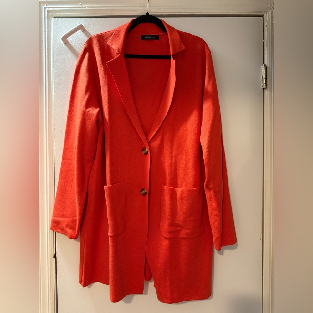 Women's Orange Sweater Coat Cardigan